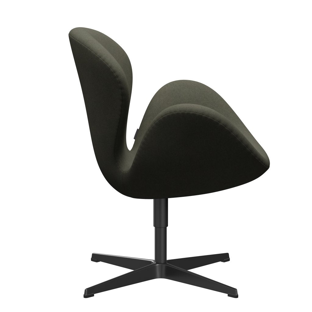 Fritz Hansen Swan Lounge Chair, Black Lacquered/Divina Vojenská zelená