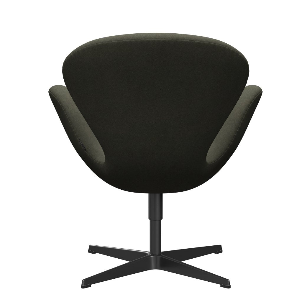 Fritz Hansen Swan Lounge Chair, Black Lacquered/Divina Vojenská zelená