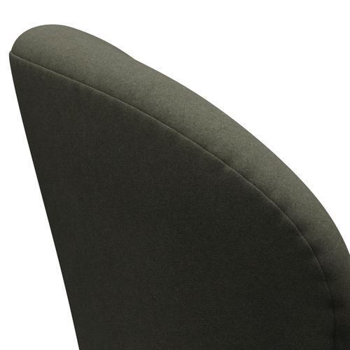 Fritz Hansen Swan Lounge Chair, Black Lacquered/Divina Vojenská zelená