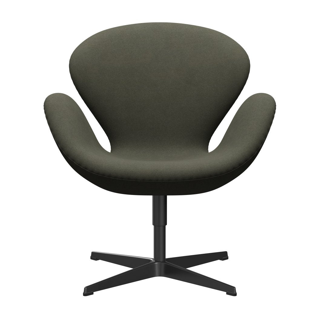 Fritz Hansen Swan Lounge Chair, Black Lacquered/Divina Vojenská zelená