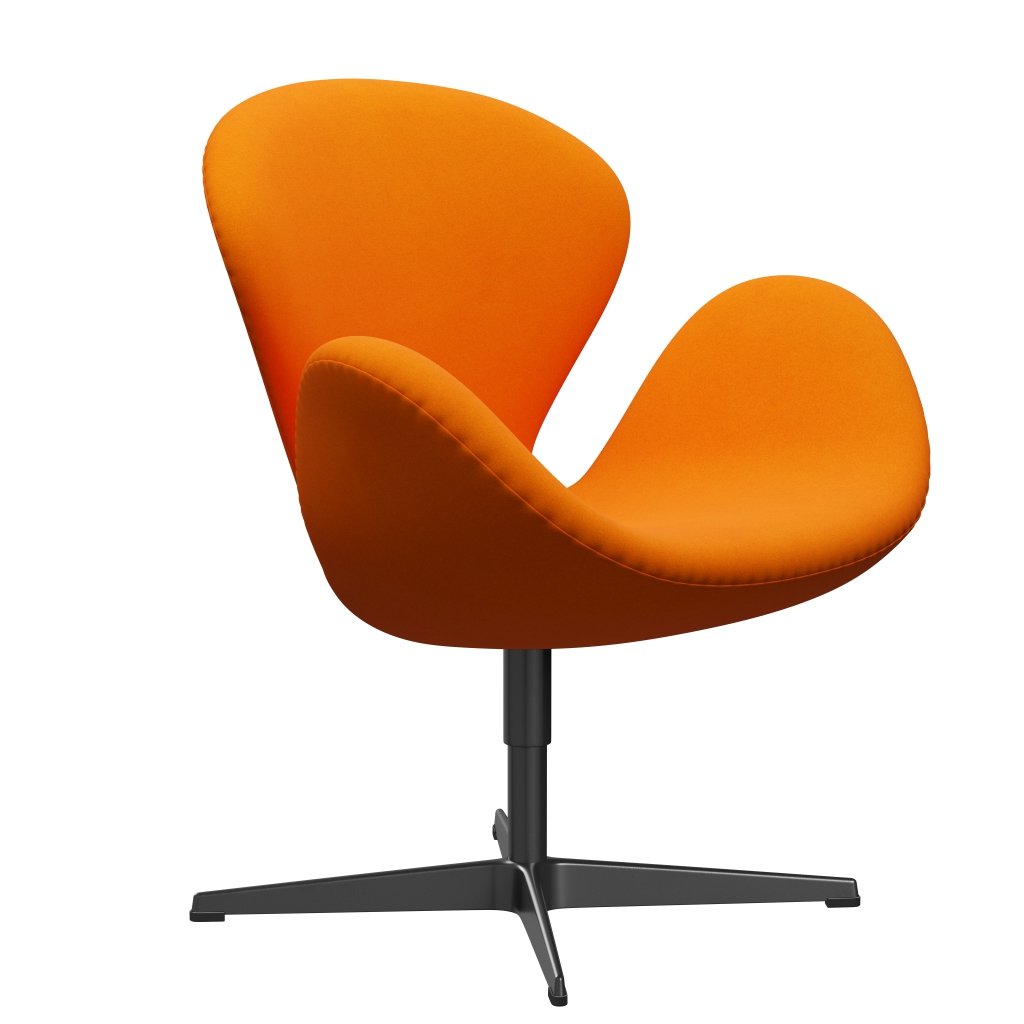 Fritz Hansen Swan Lounge Chair, Black Lacquered/Divina Orange Dark