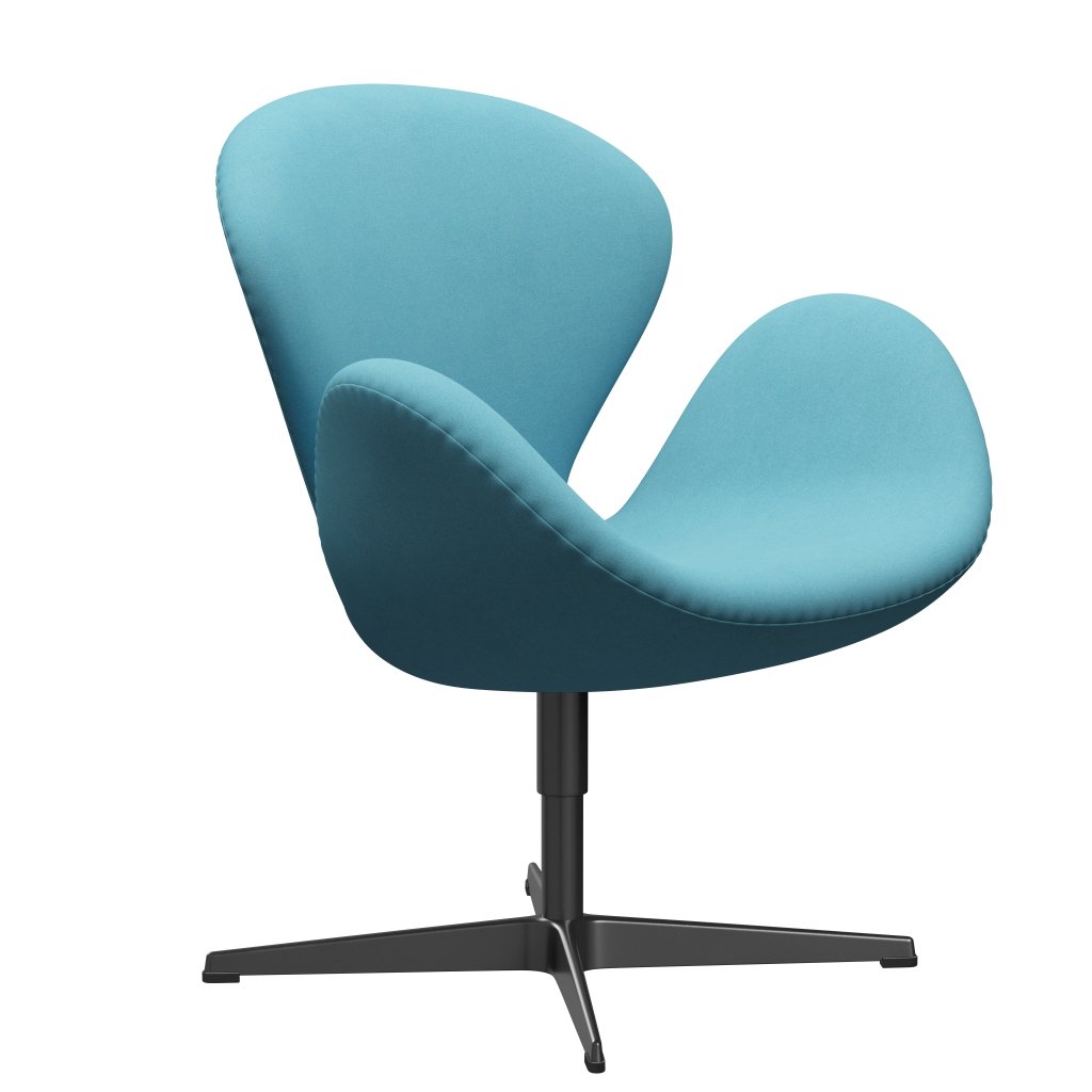 Fritz Hansen Swan Lounge Chair, černá lakovaná/divina tyrkysová světlo