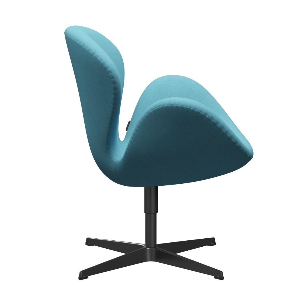 Fritz Hansen Swan Lounge Chair, černá lakovaná/divina tyrkysová světlo