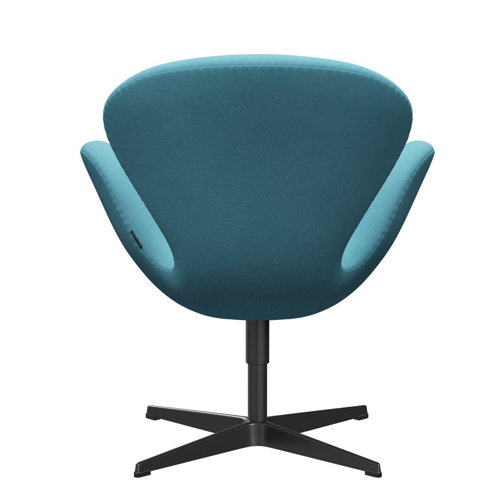 Fritz Hansen Swan Lounge Chair, černá lakovaná/divina tyrkysová světlo