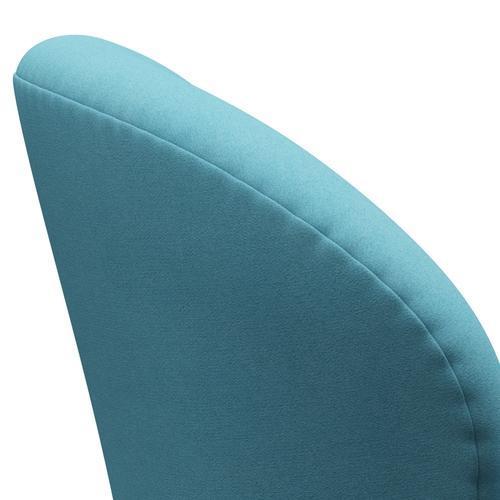 Fritz Hansen Swan Lounge Chair, Black Lacquered/Divina Turquoise Light