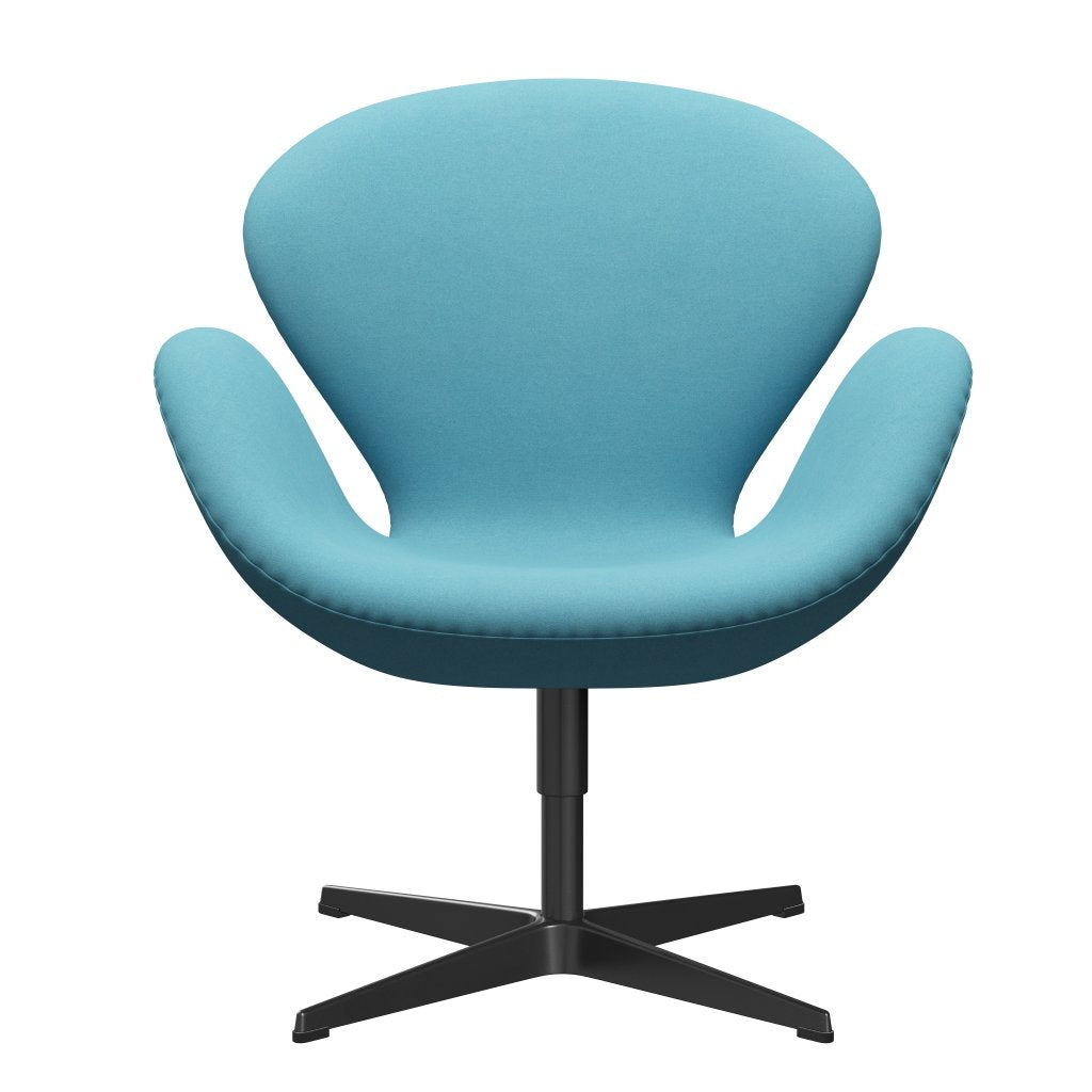 Fritz Hansen Swan Lounge Chair, Black Lacquered/Divina Turquoise Light