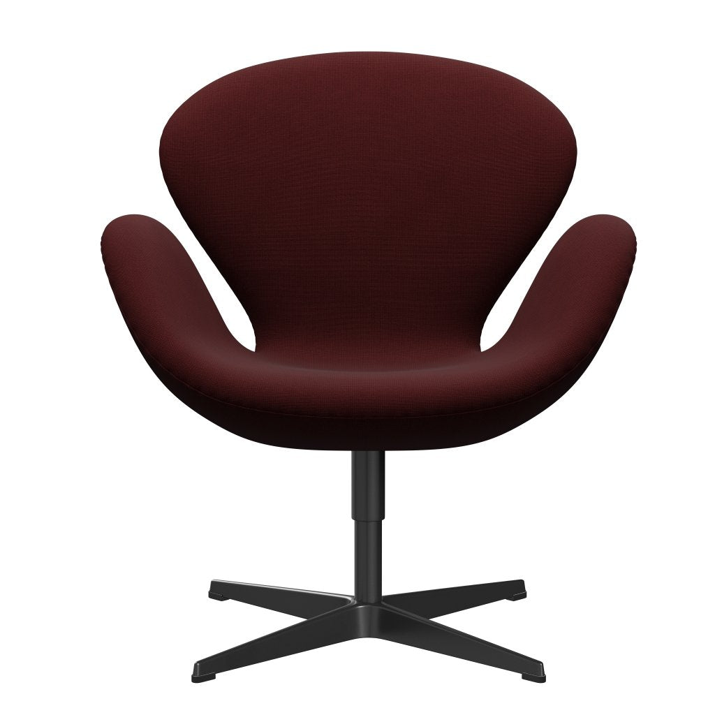 Fritz Hansen Swan Lounge Chair, Black Lacquered/Fame Dark Bordeaux