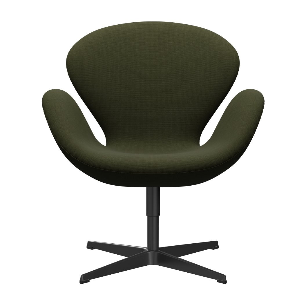 Fritz Hansen Swan Lounge Chair, černá lakovaná/sláva tmavě hnědá zelená