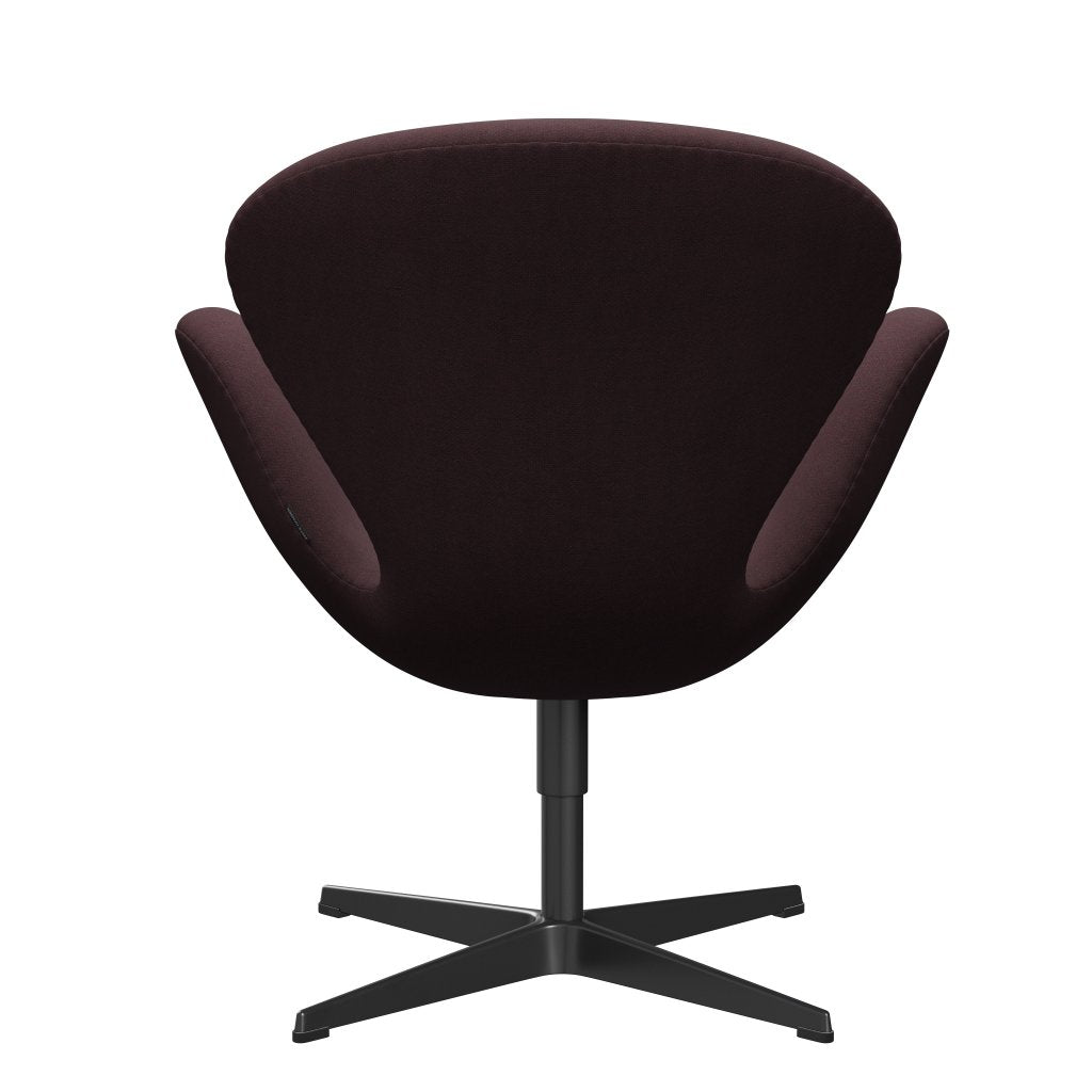 Fritz Hansen Swan Lounge Chair, Black Lacquered/Fiord Burgundy