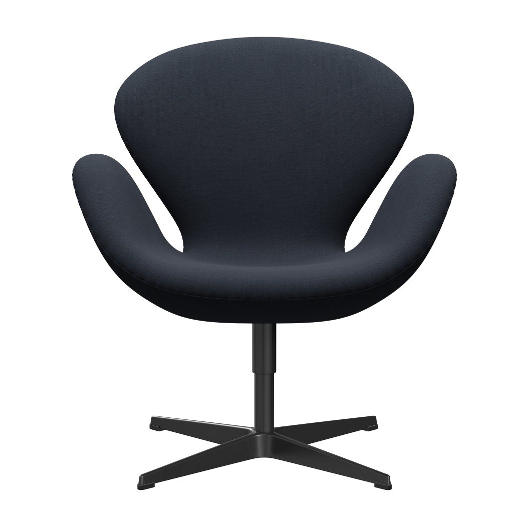 Fritz Hansen Swan Lounge Chair, Black Lacquered/Fiord Midnight Blue