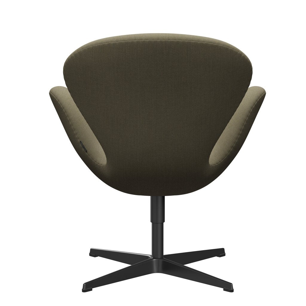 Fritz Hansen Swan Lounge Chair, Black Lacquered/Fiord Olive Green/Stone