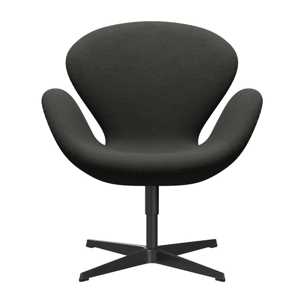 Fritz Hansen Swan Lounge Chair, Black Lacquered/Fiord Black/Brown