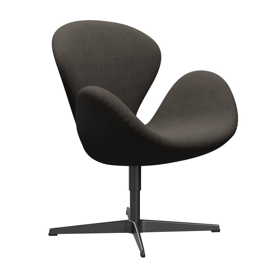 Fritz Hansen Swan Lounge Chair, Black Lacquered/Hallingdal Charcoal Light