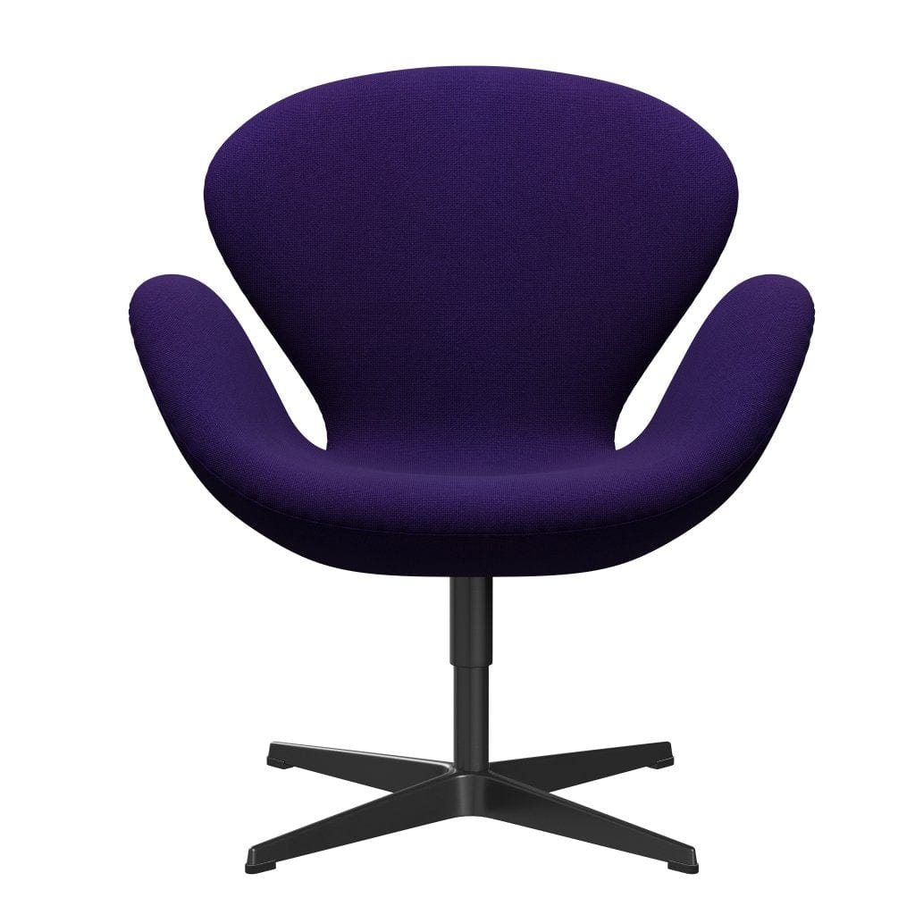 Fritz Hansen Swan Lounge Chair, Black Lacquered/Hallingdal Violet