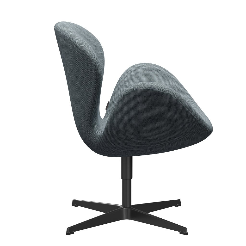 Fritz Hansen Swan Lounge Chair, Black Lacquered/Re Wool Light Blue/Natural