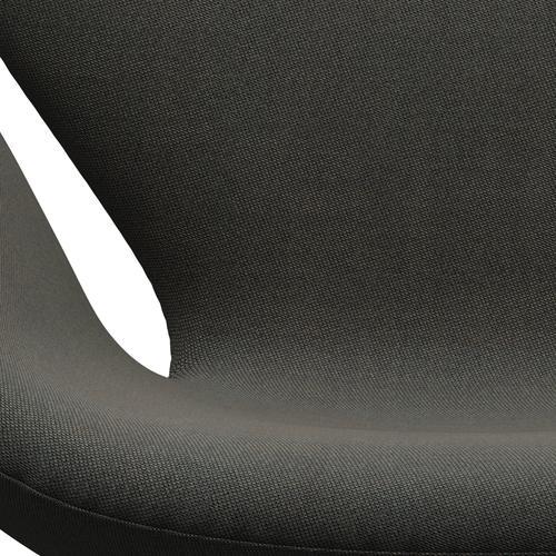 Fritz Hansen Swan Lounge Chair, Black Lacquered/Rime Dark Grey/Khaki