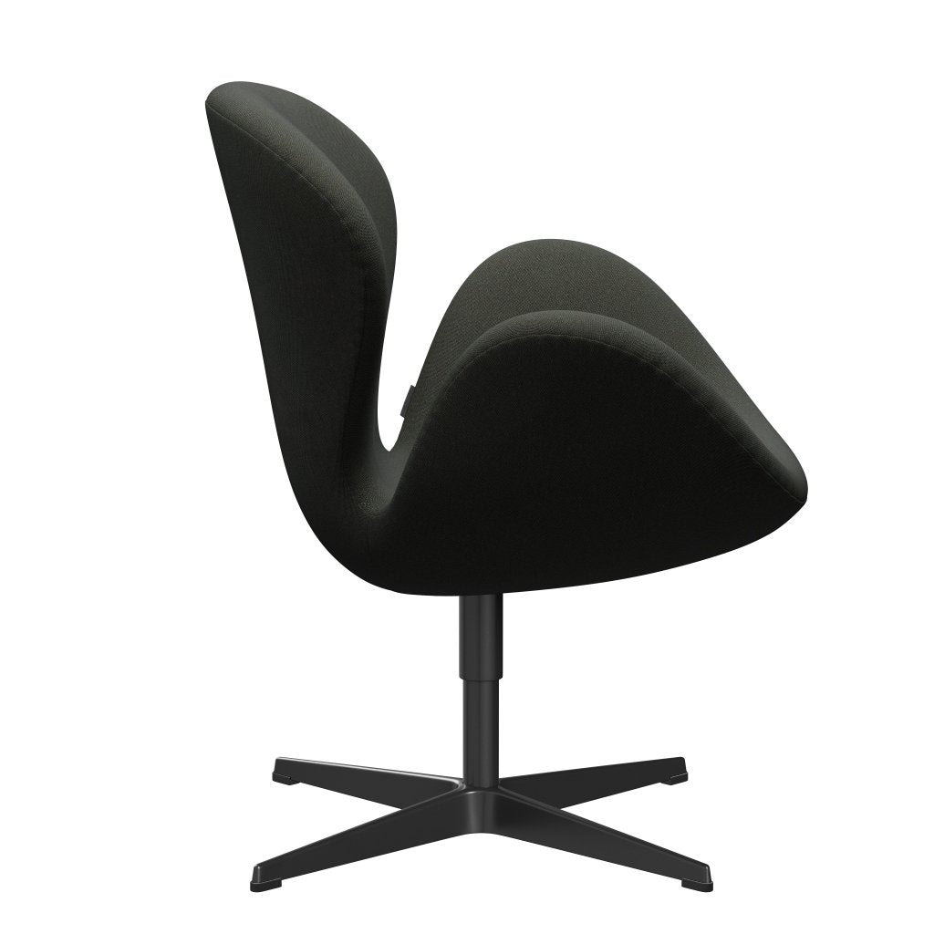 Fritz Hansen Swan Lounge Chair, Black Lacquered/Rime Dark Grey/Khaki/Blue