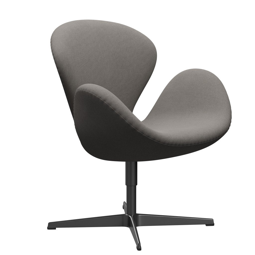 Fritz Hansen Swan Lounge Chair, černá lakovaná/Steelcut střední šedá