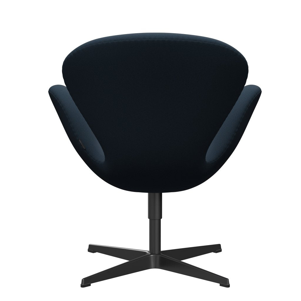 Fritz Hansen Swan Lounge Chair, Black Lacquered/Steelcut Navy Blue