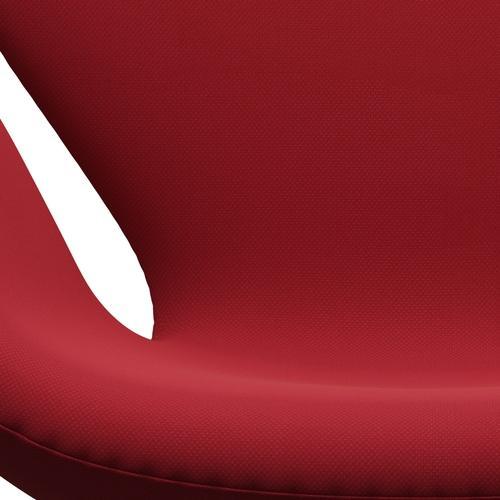 Fritz Hansen Swan Lounge Chair, Black Lacquered/Steelcut Standard/Light Dark Red