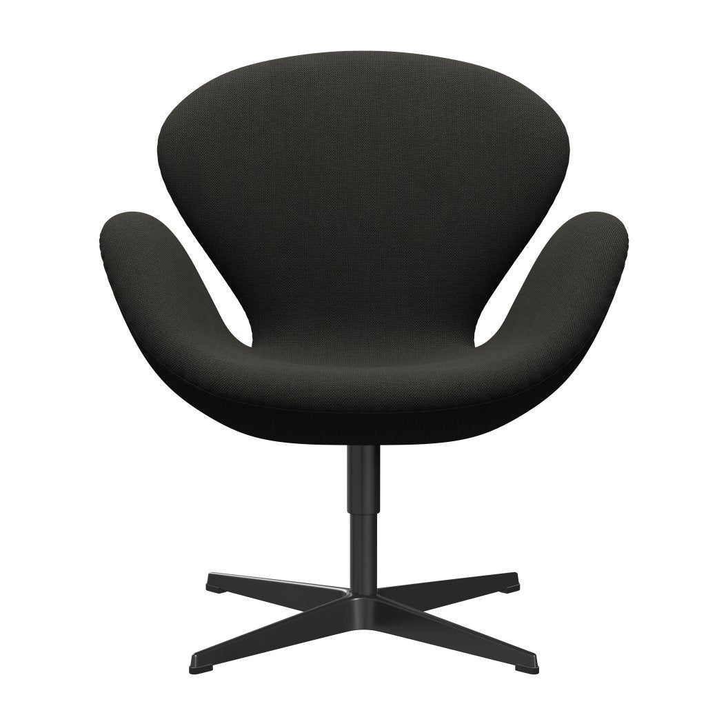 Fritz Hansen Swan Lounge Chair, Black Lacquered/Steelcut trio tmavě hnědé