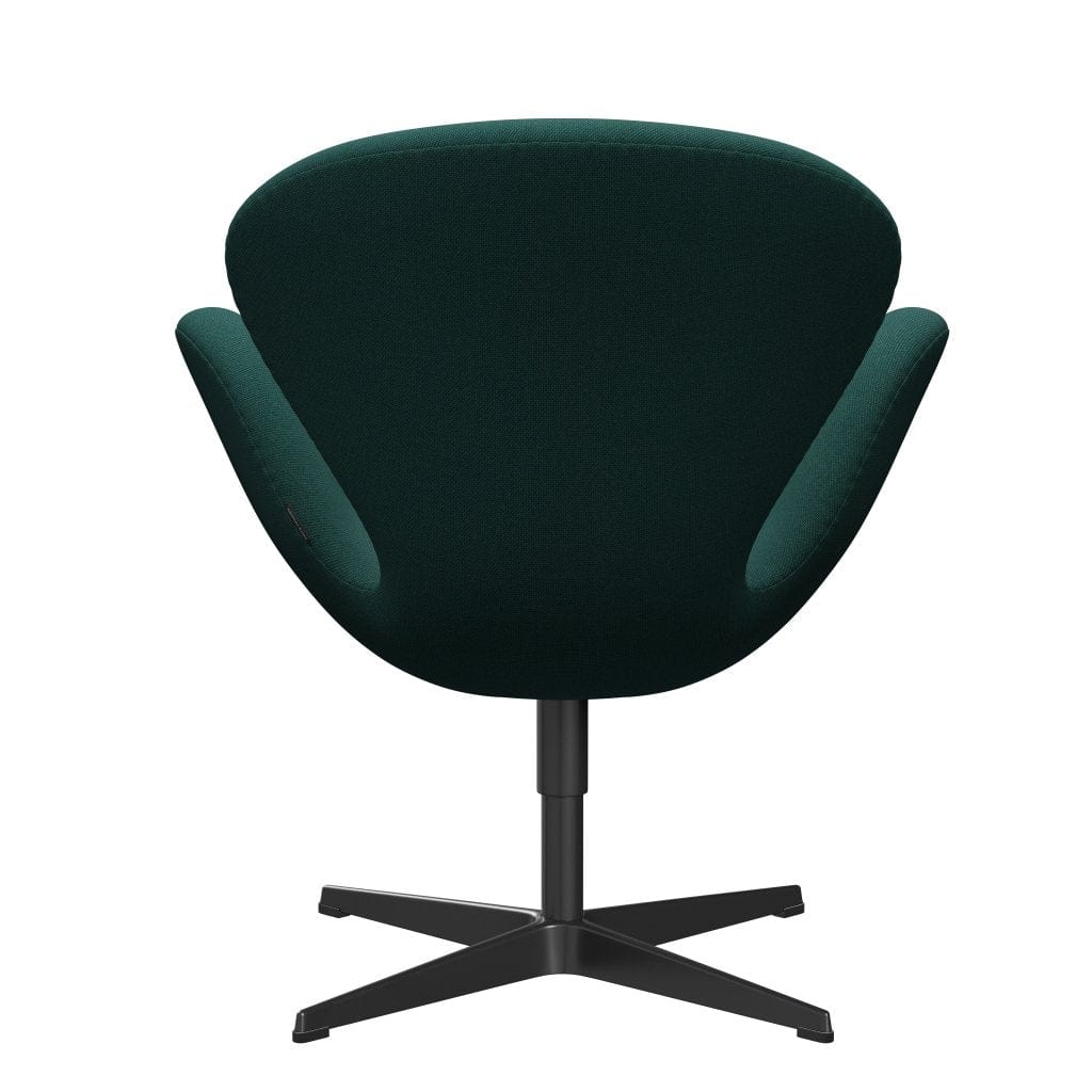 Fritz Hansen Swan Lounge Chair, Black Lacquered/Steelcut Trio Dark Green