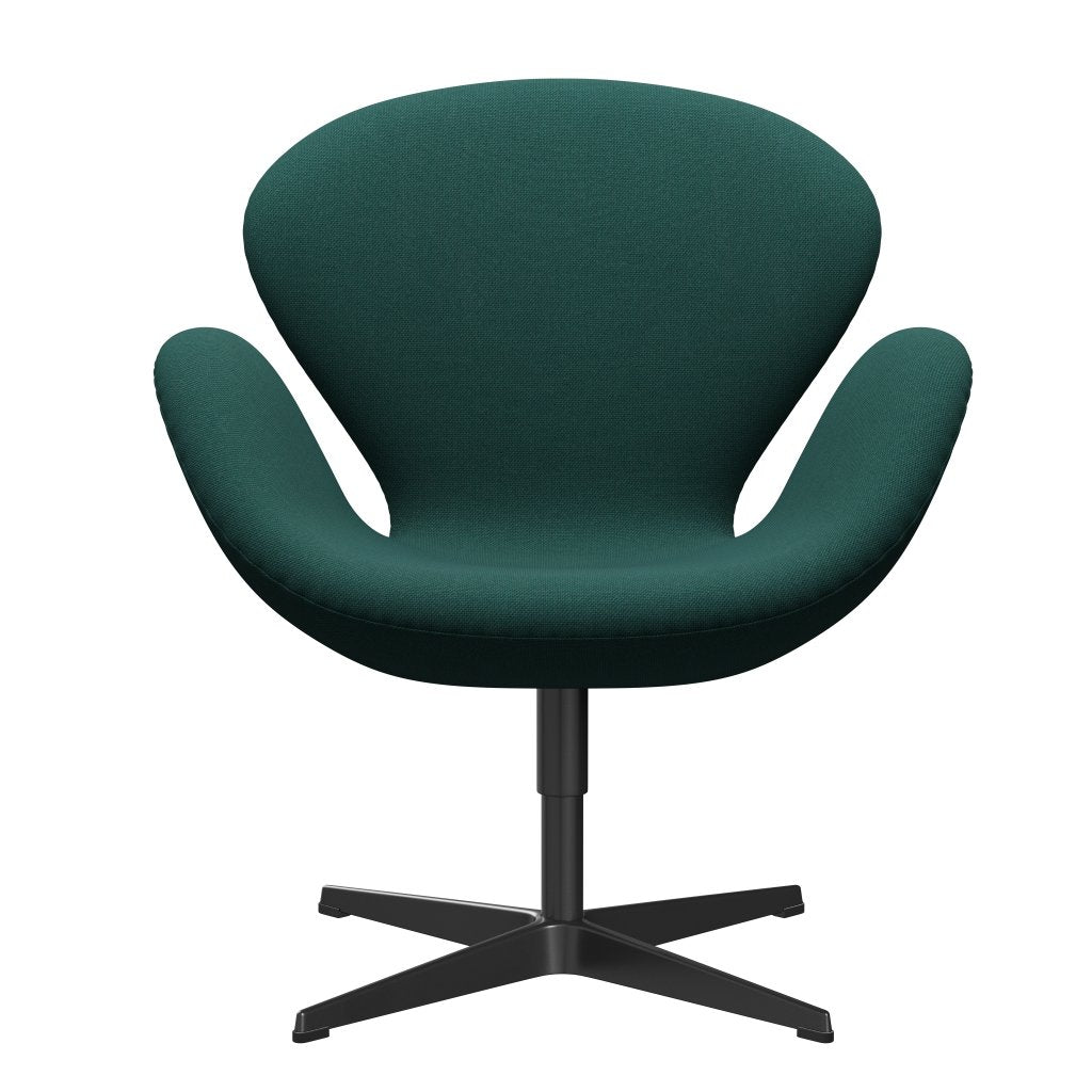 Fritz Hansen Swan Lounge Chair, Black Lacquered/Steelcut Trio Dark Green