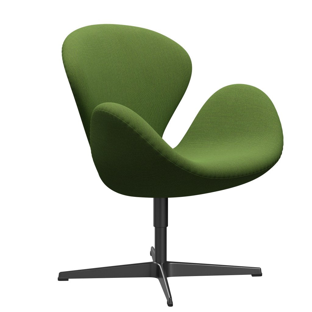 Fritz Hansen Swan Lounge Chair, Black Lacquered/Steelcut Trio Grass Green