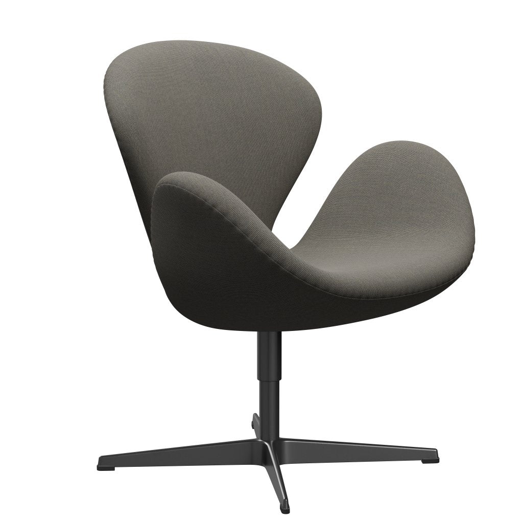 Fritz Hansen Swan Lounge Chair, Black Lacquered/Steelcut trio světle hnědá