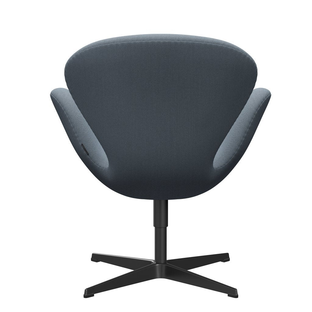 Fritz Hansen Swan Lounge Chair, Black Lacquered/Steelcut trio Pastel Blue