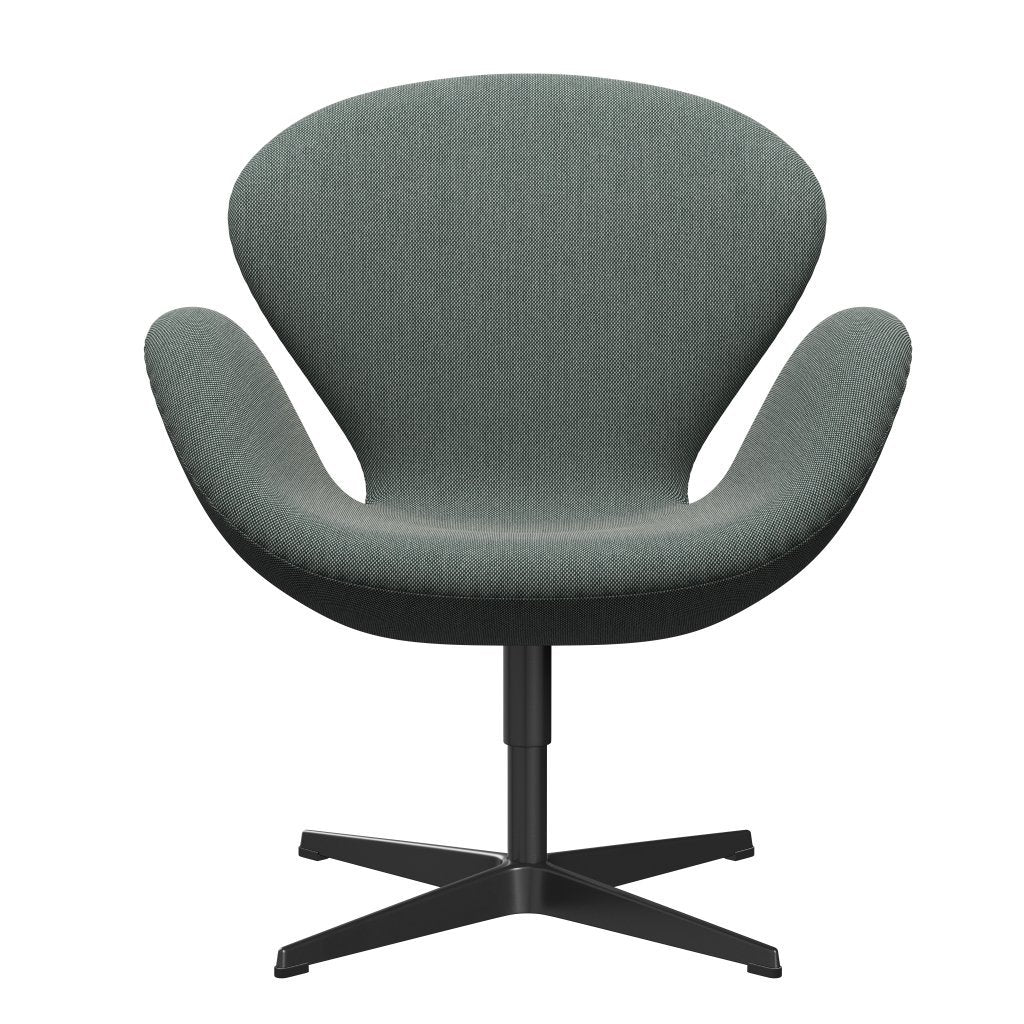 Fritz Hansen Swan Lounge Chair, Black Lacquered/Steelcut Trio White/Dark Green