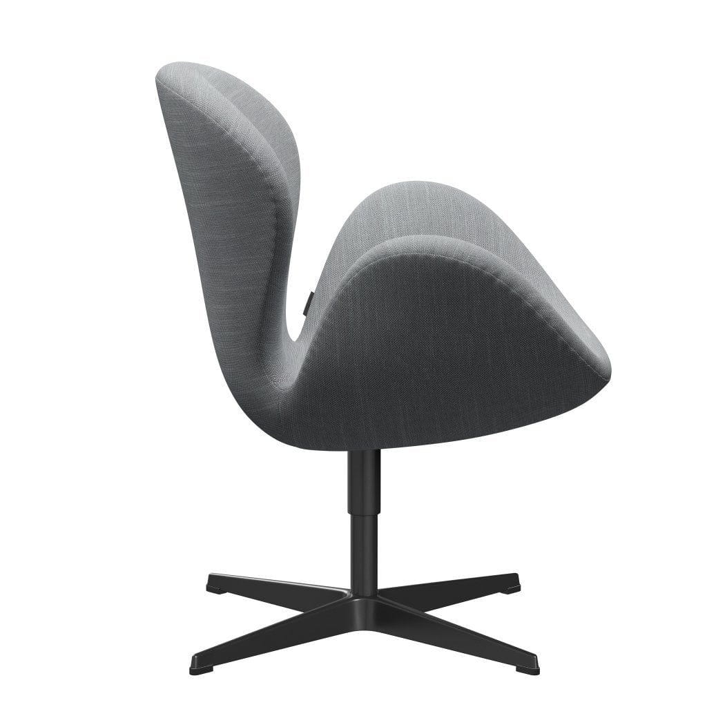 Fritz Hansen Swan Lounge Chair, Black Lacquered/Sunniva Light Grey/Light Blue