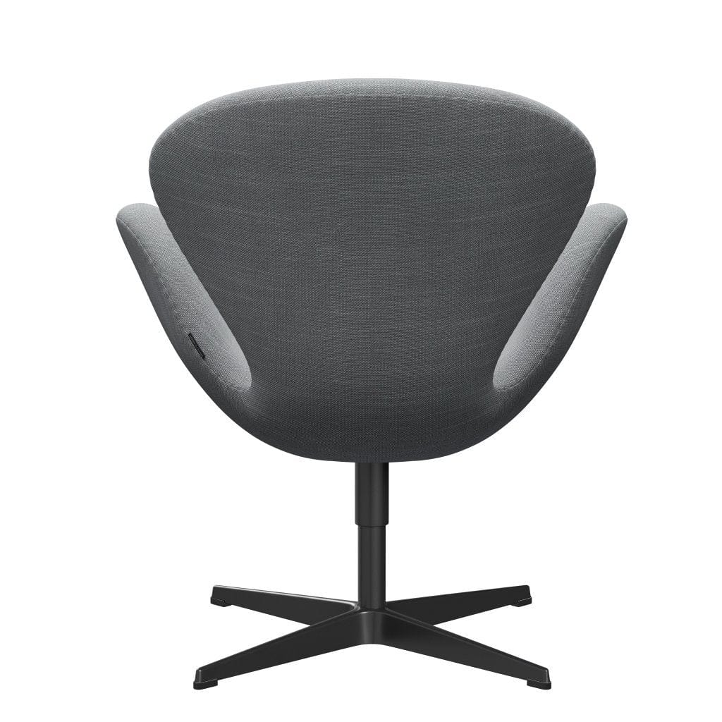 Fritz Hansen Swan Lounge Chair, Black Lacquered/Sunniva Light Grey/Light Blue