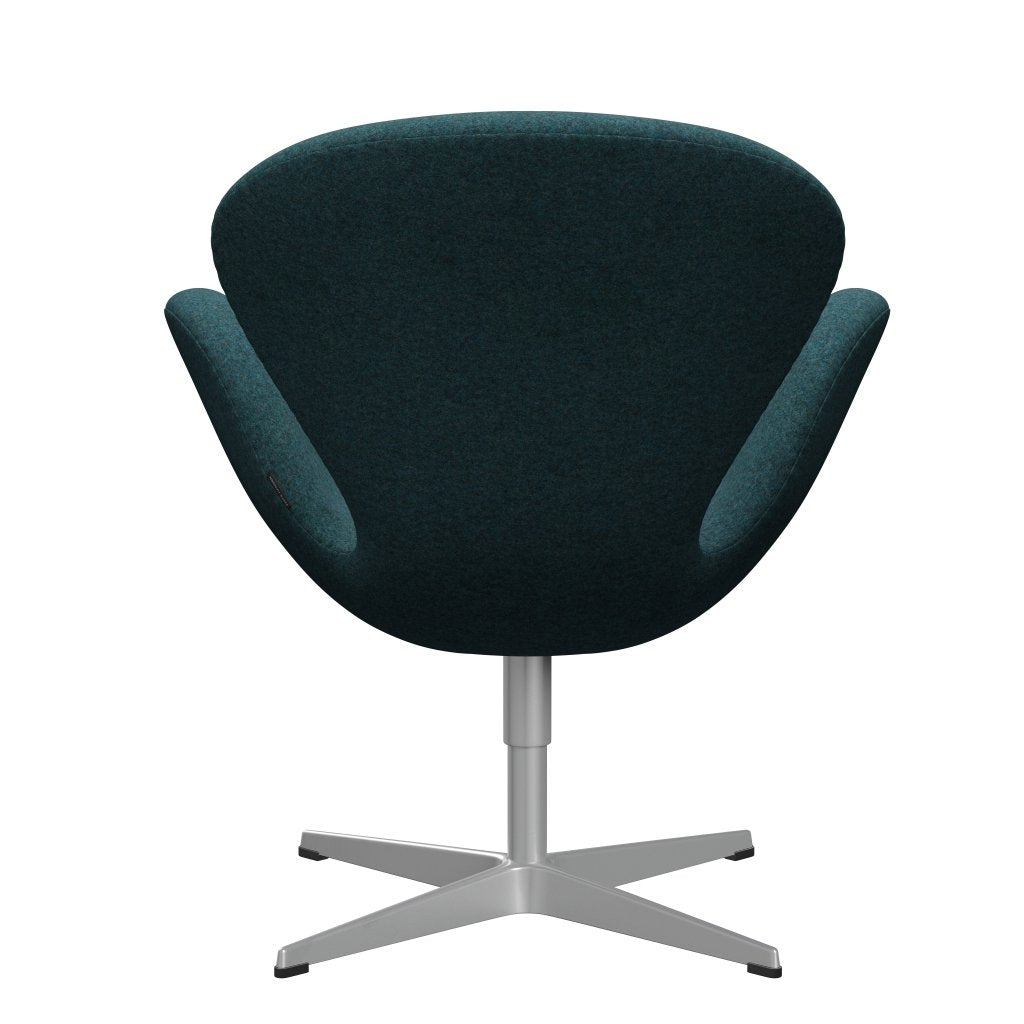 Fritz Hansen Swan Lounge Chair, Silver Grey/Divina Md Turquoise Dark