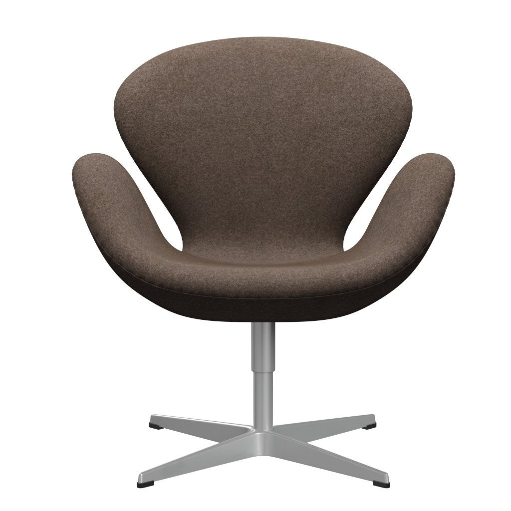 Fritz Hansen Swan Lounge Chair, Silver Grey/Divina Melange Dusty Brown