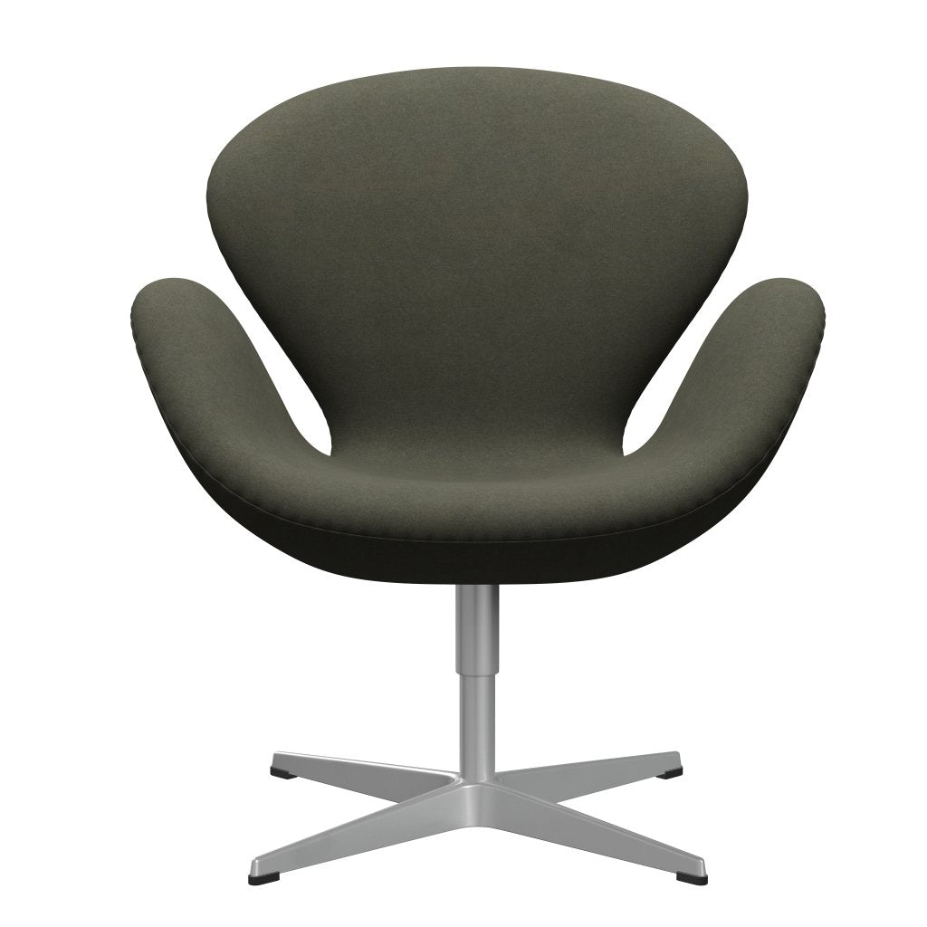 Fritz Hansen Swan Lounge Chair, Silver Grey/Divina Vojenská zelená