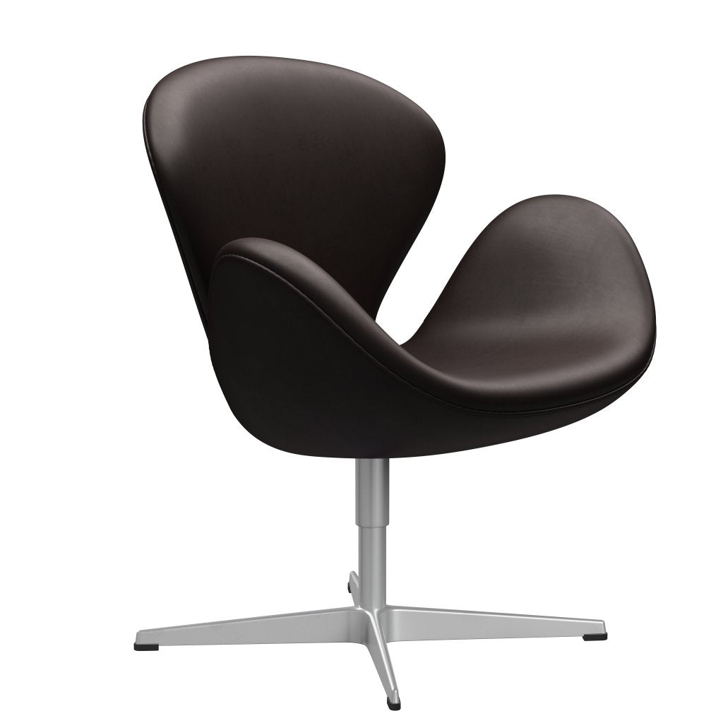 Fritz Hansen Swan Lounge Chair, Silver Grey/Grace tmavě hnědá