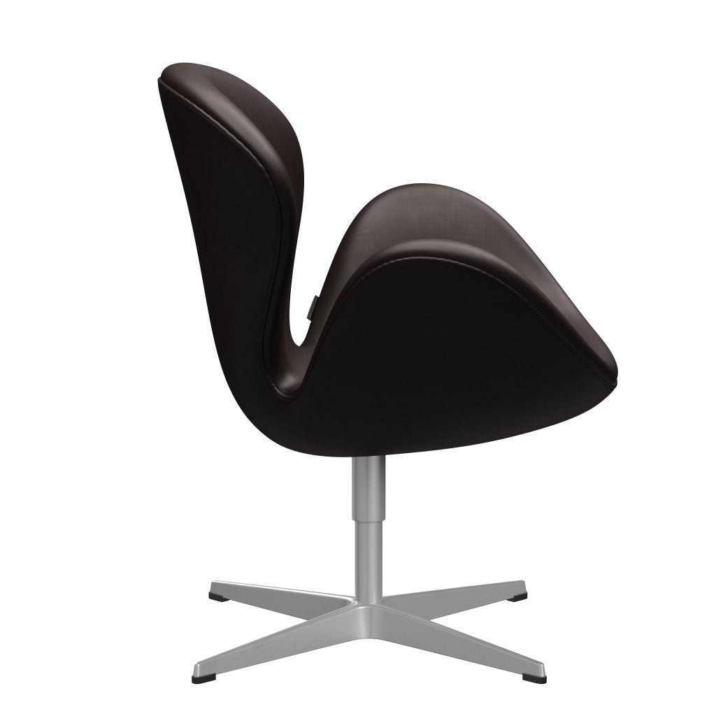 Fritz Hansen Swan Lounge Chair, Silver Grey/Grace tmavě hnědá