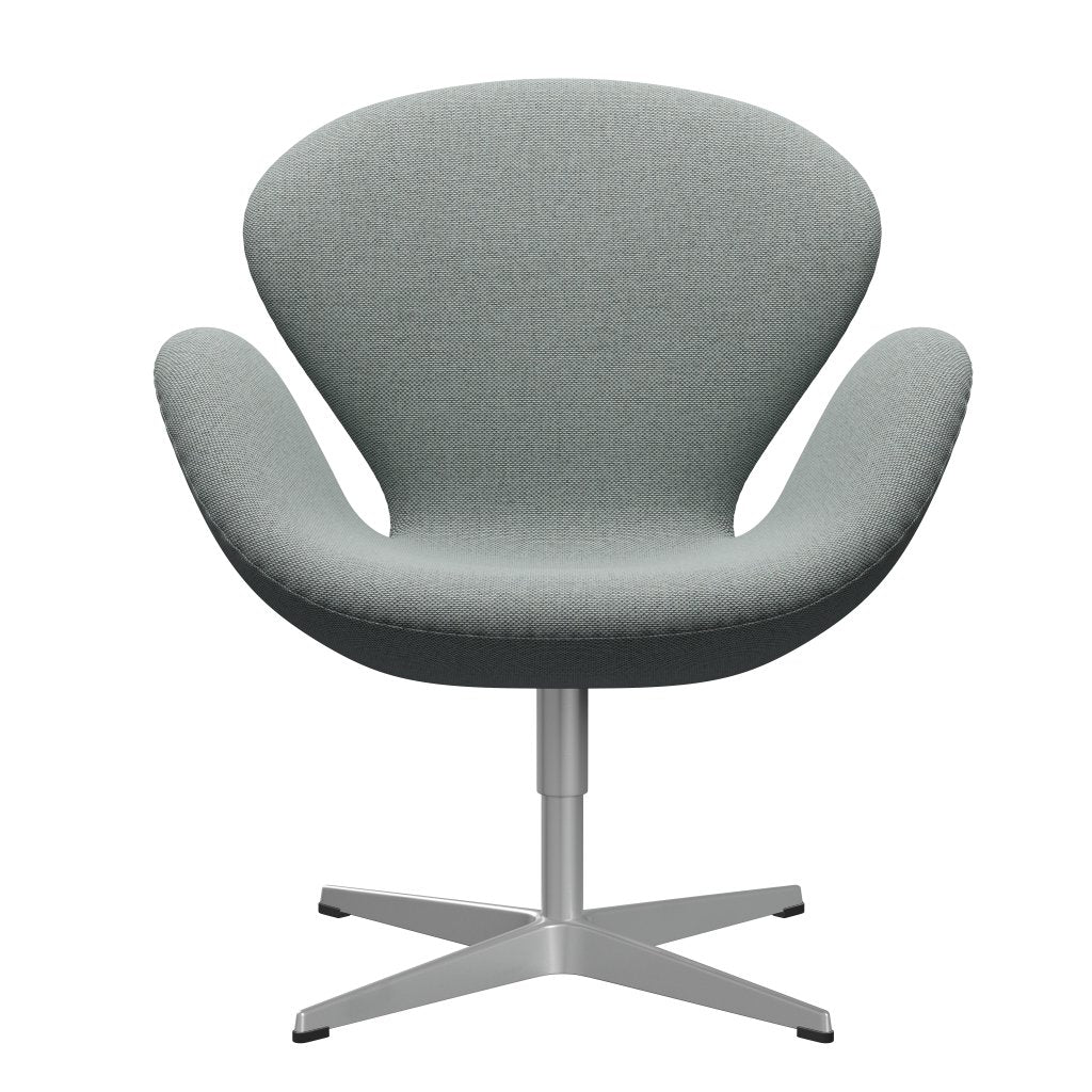 Fritz Hansen Swan Lounge Chair, Silver Grey/Re Wool Pale Aqua