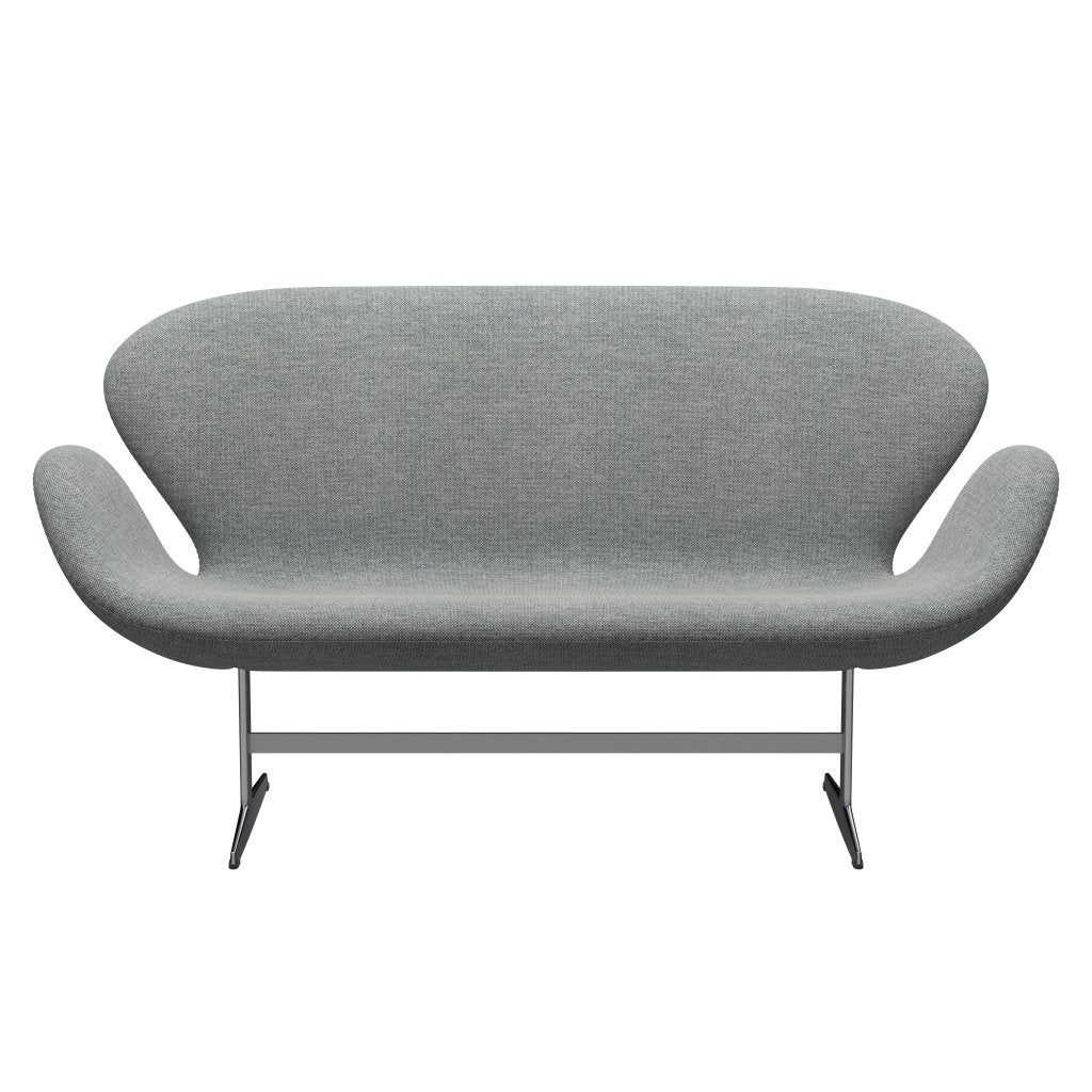 Fritz Hansen Swan Sofa 2 Seater, Satin Brushed Aluminium/Hallingdal White Grey