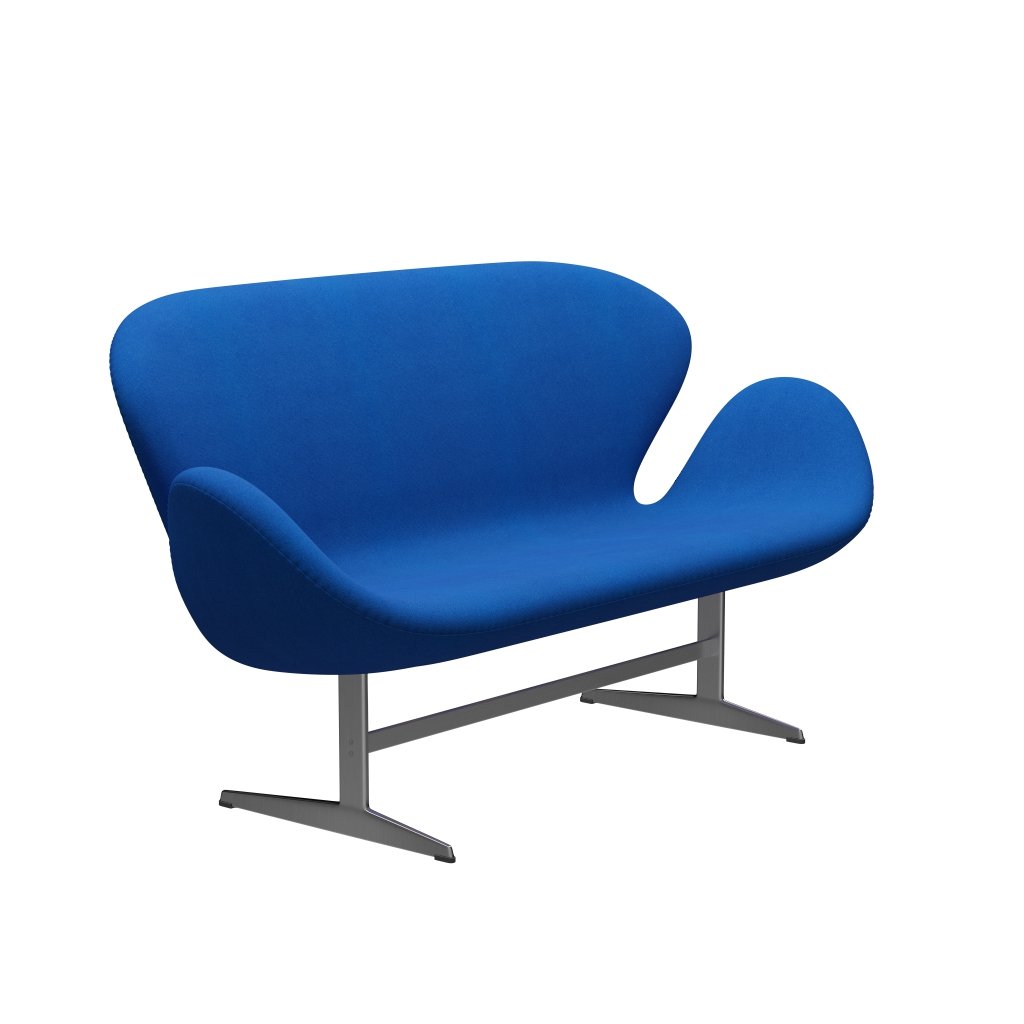 Fritz Hansen Swan Sofa 2 Seater, Satin Brushed Aluminium/Tonus Blue