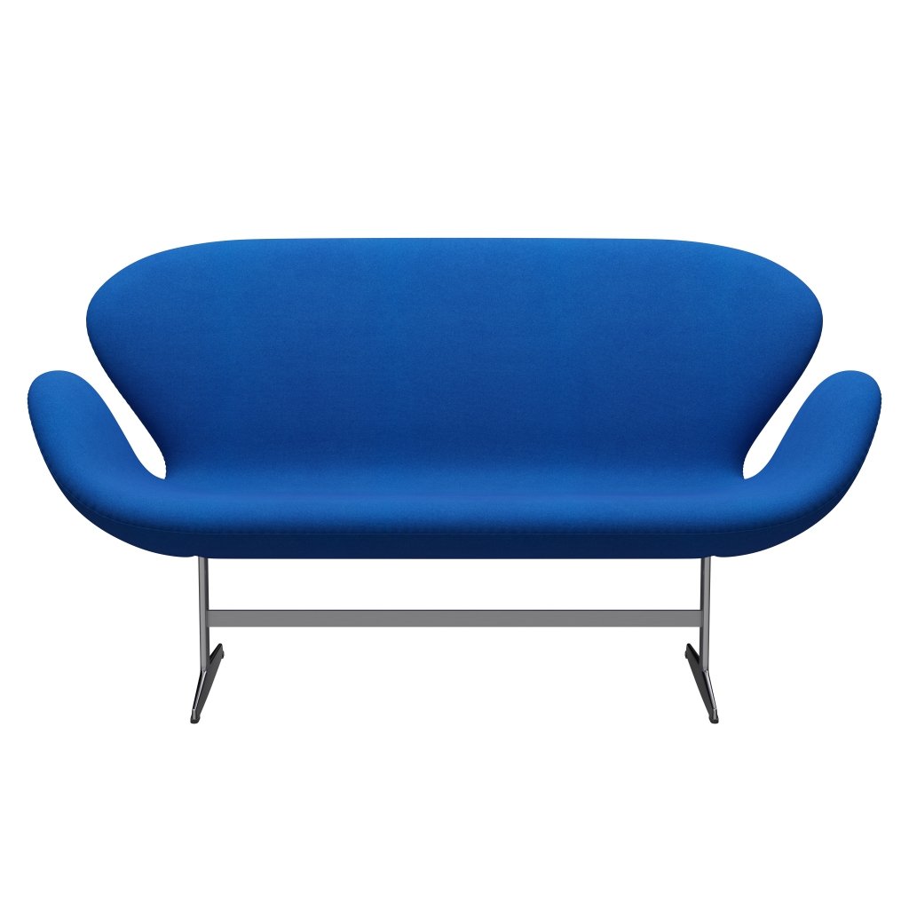 Fritz Hansen Swan Sofa 2 Seater, satén kartáčovaný hliník/tonus modrá