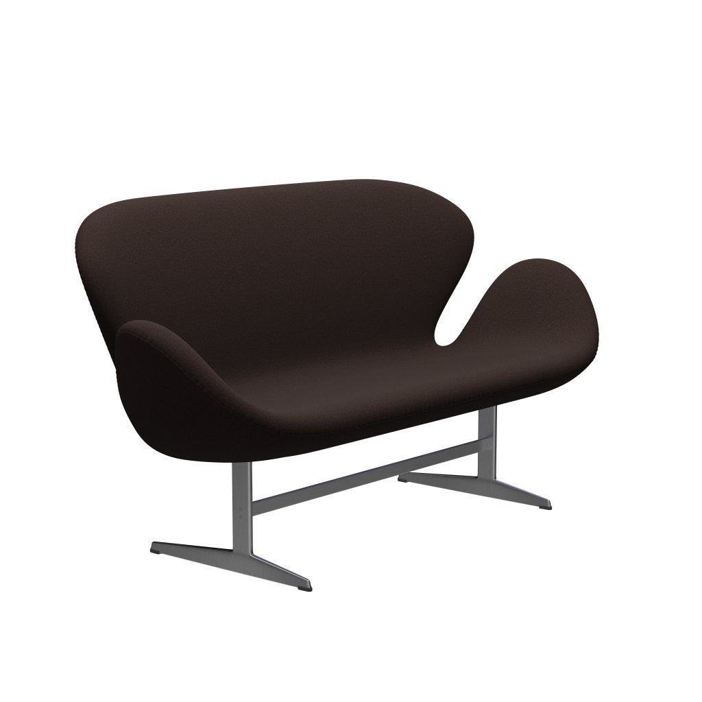 Fritz Hansen Swan Sofa 2 Seater, Satin Brushed Aluminium/Tonus Dark Brown