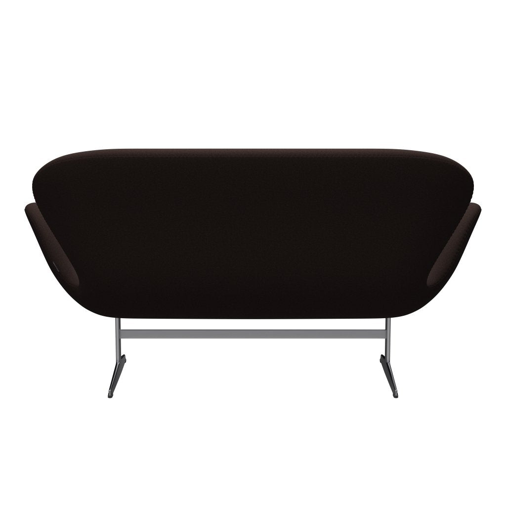 Fritz Hansen Swan Sofa 2 Seater, Satin Brushed Aluminium/Tonus Dark Brown
