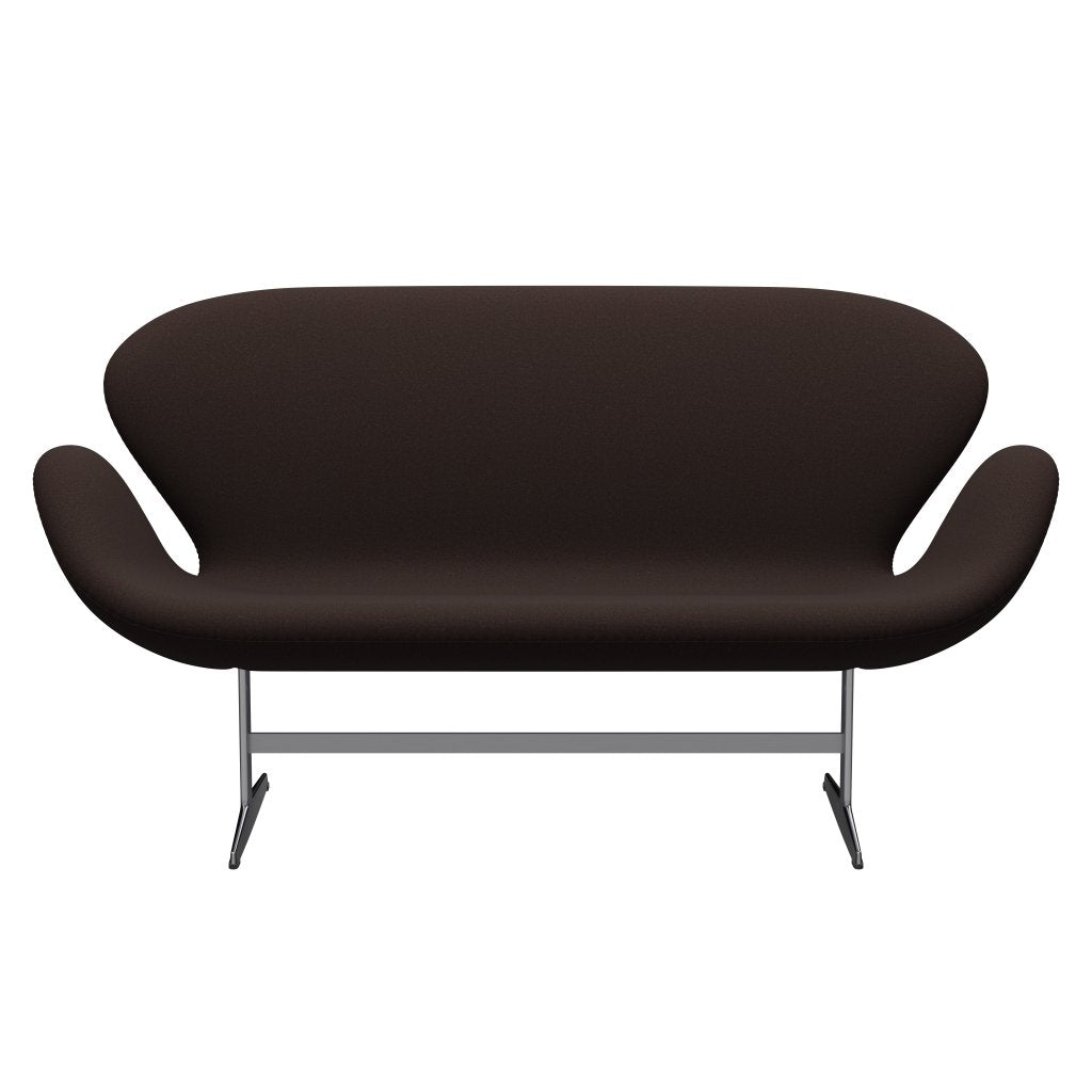 Fritz Hansen Swan Sofa 2 Seater, satén kartáčovaný hliník/tonus tmavě hnědý