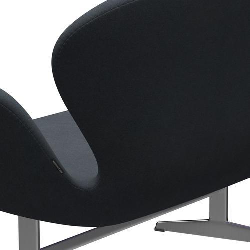 Fritz Hansen Swan Sofa 2 Seater, Satin Brushed Aluminium/Tonus Dark Grey