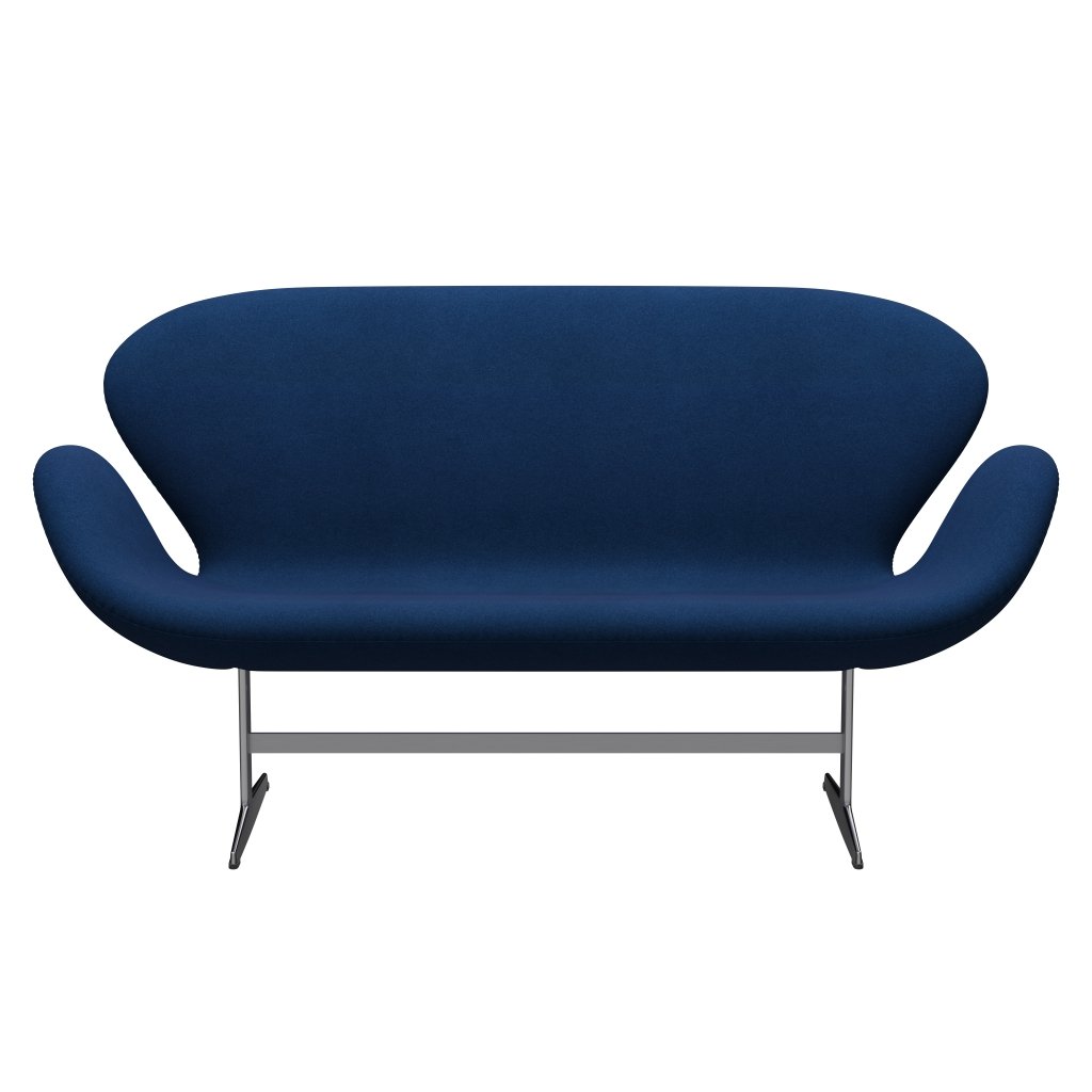Fritz Hansen Swan Sofa 2 Seater, satén kartáčovaný hliník/tonus tmavá korálová modrá