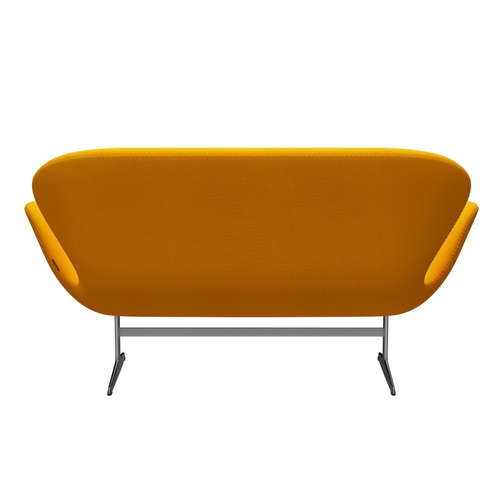 Fritz Hansen Swan Sofa 2 Seater, Satin Brushed Aluminium/Tonus Yellow Orange