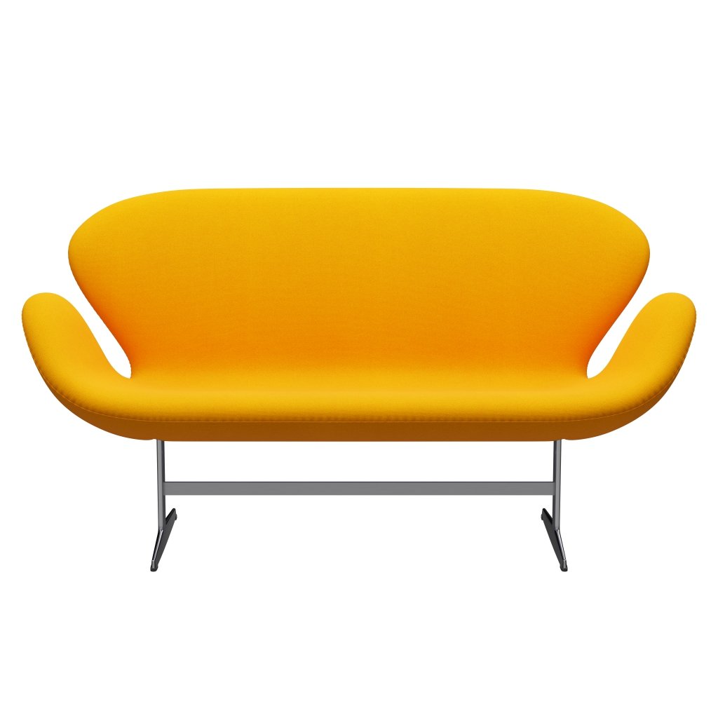 Fritz Hansen Swan Sofa 2 Seater, satén kartáčovaný hliník/tonus žlutá oranžová