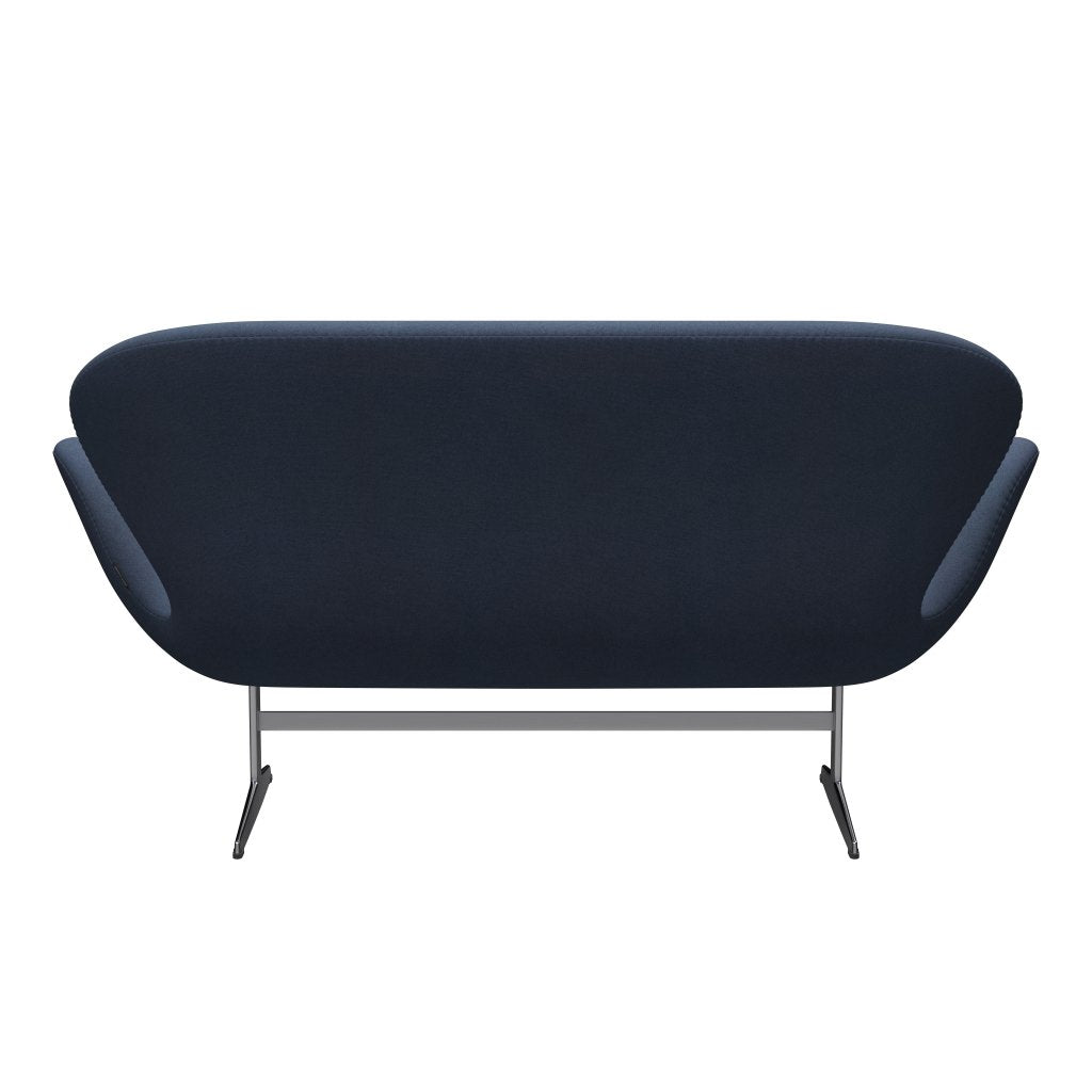 Fritz Hansen Swan Sofa 2 Seater, satén kartáčovaný hliník/tonus šedá modrá